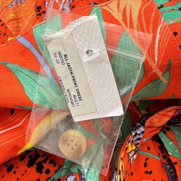 Orange Print Dress Beach Lunch Lounge Cotton Linen Rayon XL - Picture 4 of 8